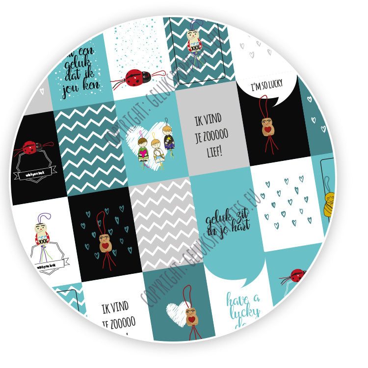 Lucky doll wrapping paper checked