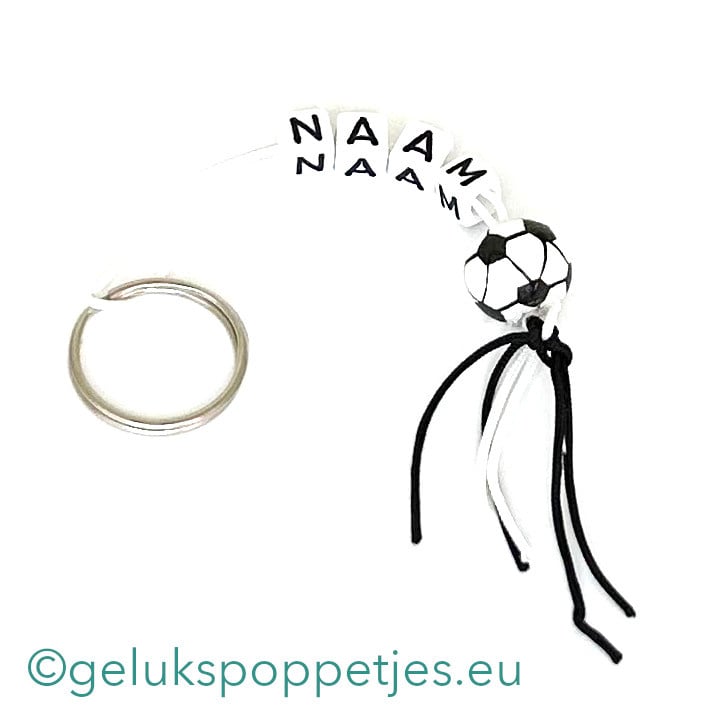 Name keychain with lucky football figure