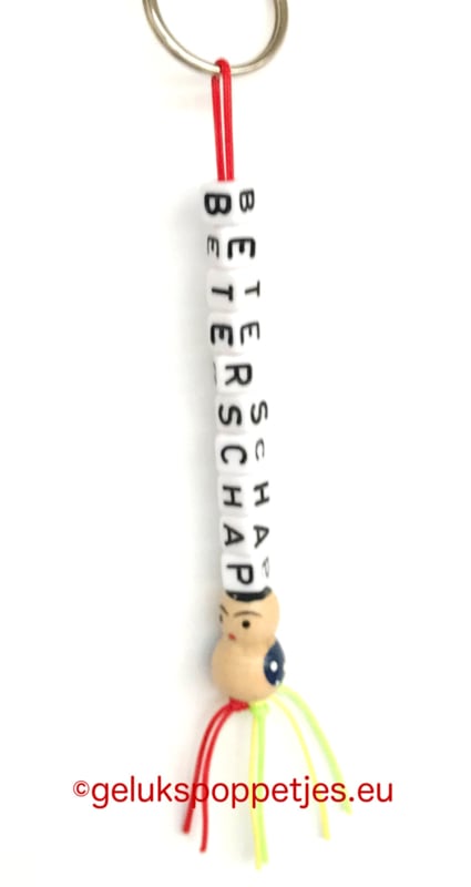 Get well soon keychain with wooden lucky charm