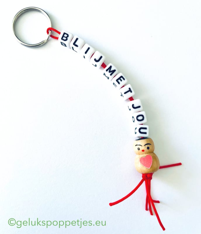 Keychain happy with you with lucky doll with heart on the belly