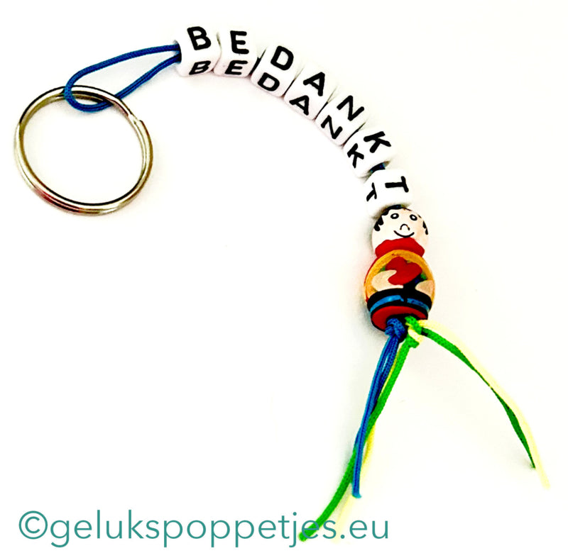 Thank you keychain with rainbow lucky charm