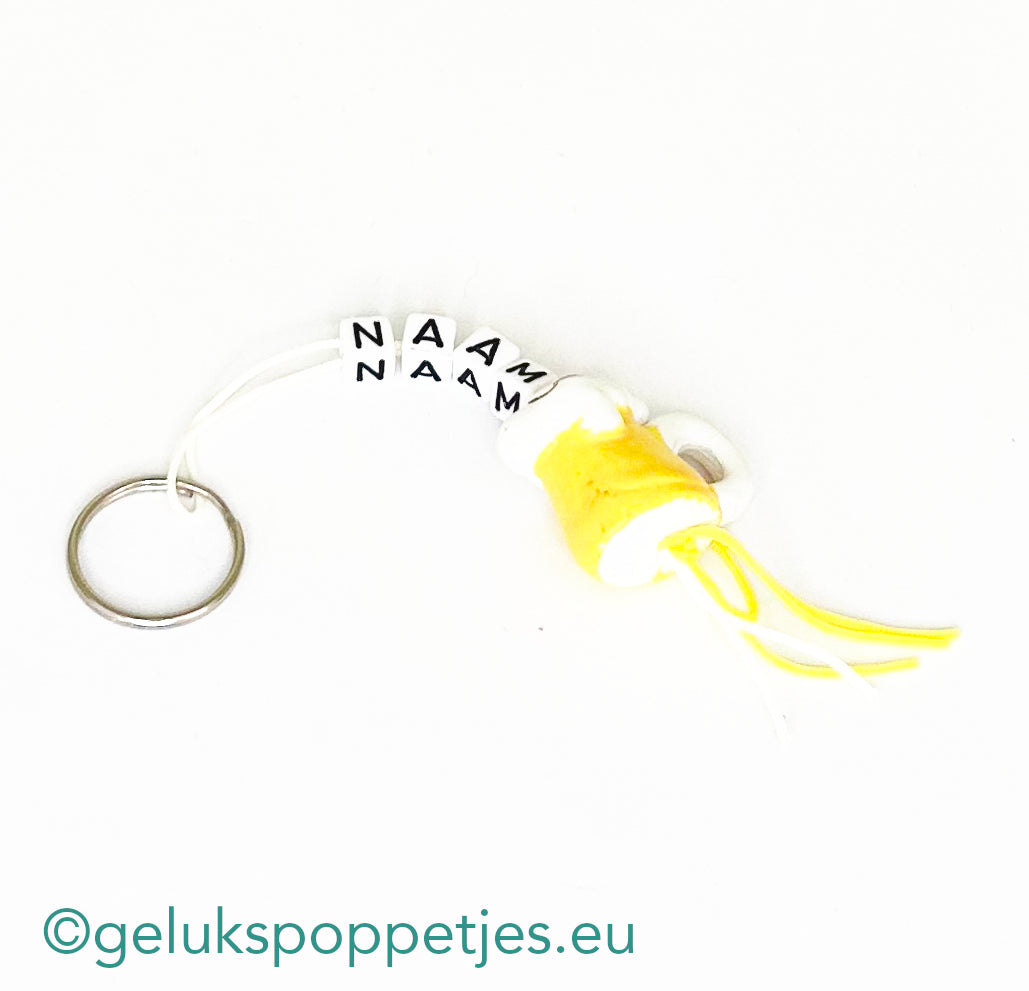 Name keychain with lucky charm beer mug