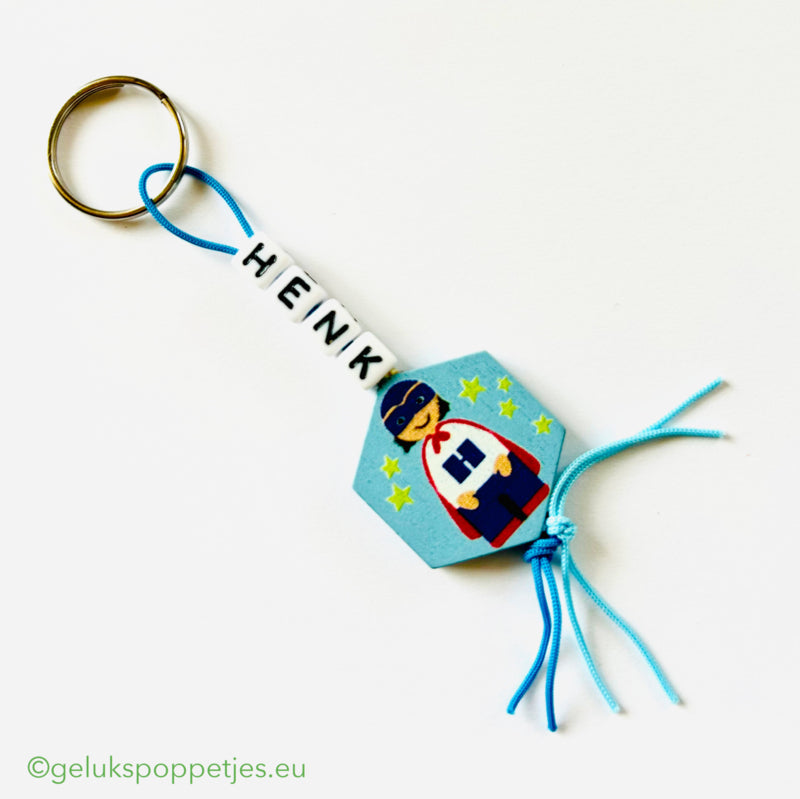 Keychain superhero with lucky charm superhero