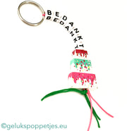 Thank you keychain with lucky charm cake