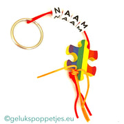 Name keychain with lucky doll puzzle piece