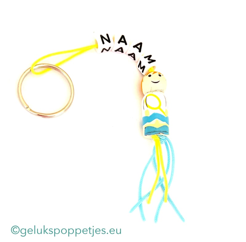 Name keychain with lucky tennis player doll