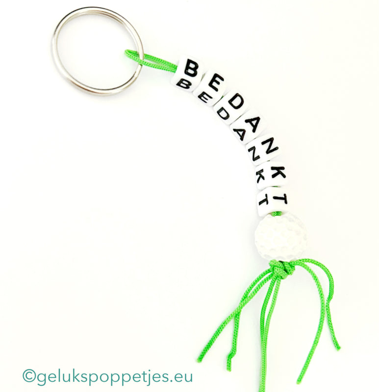 Thank you keychain with lucky charm golf ball