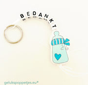 Thank you keychain with lucky charm baby bottle