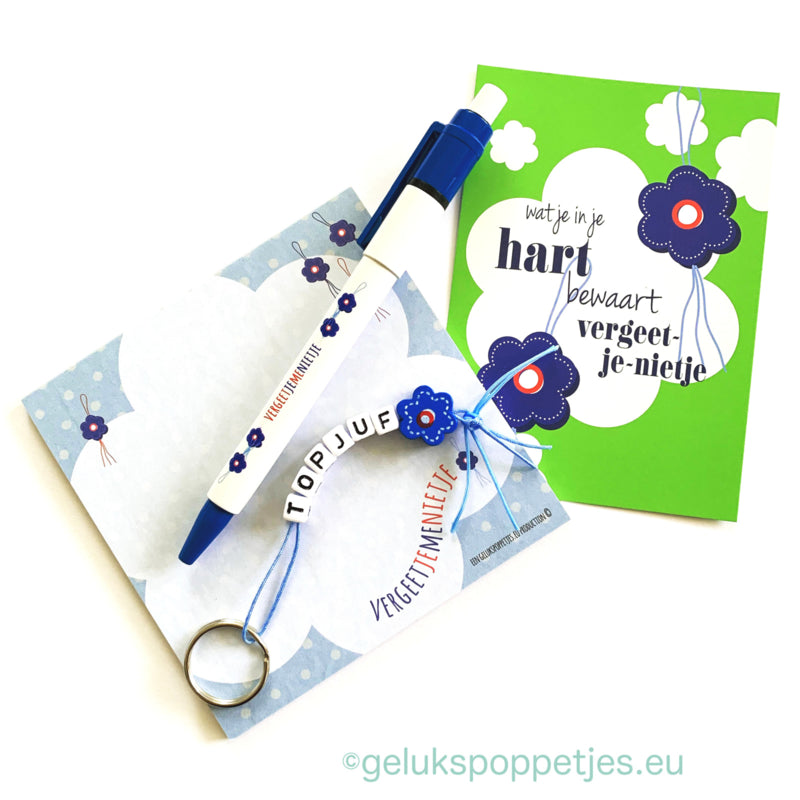 Keychain with thank you and lucky forget-me-not doll