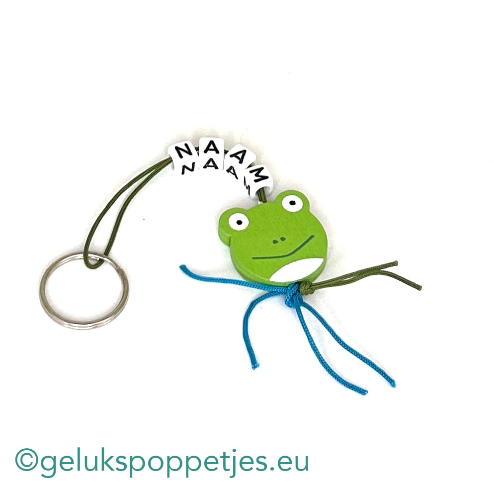 Name keychain with lucky frog head