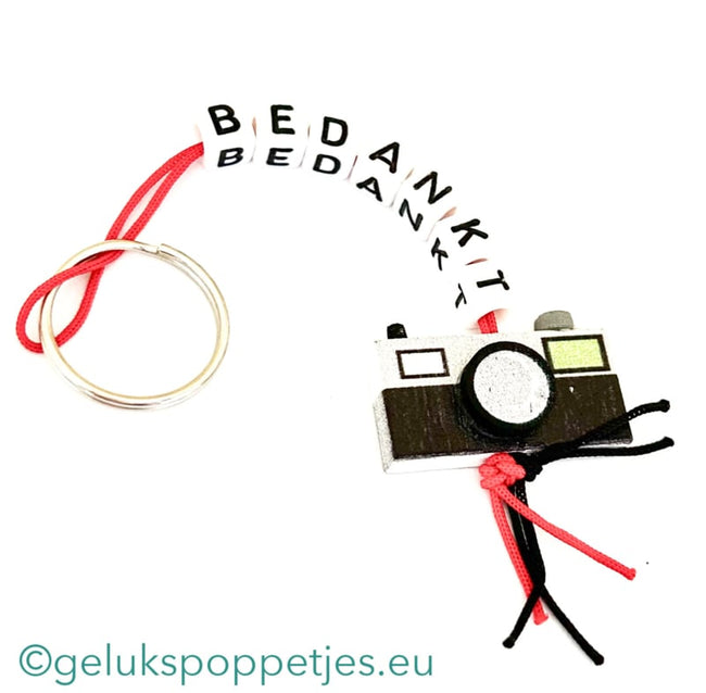 Thank you keychain with lucky charm camera