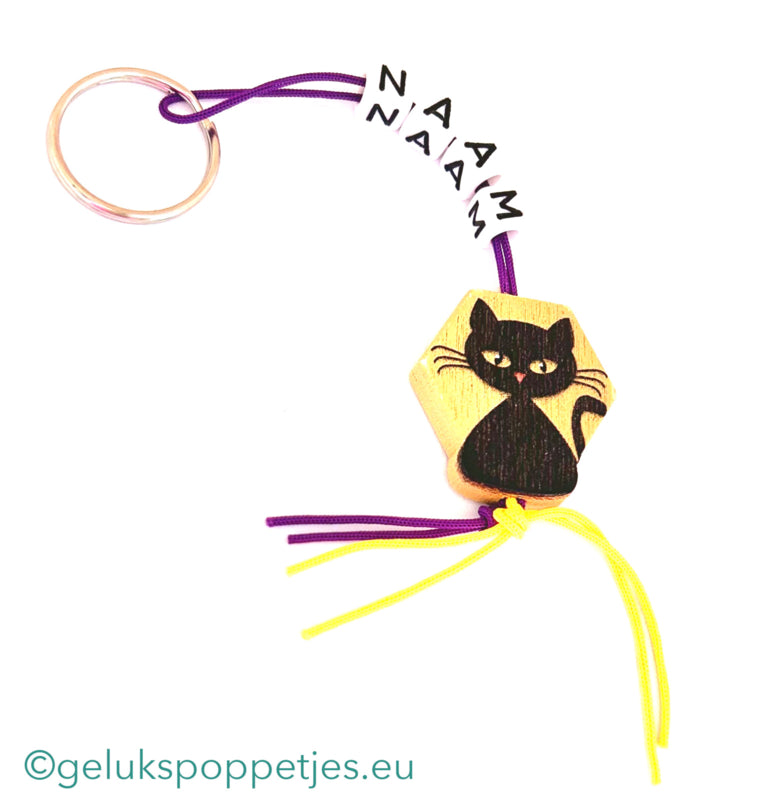 Name keychain with lucky cat doll