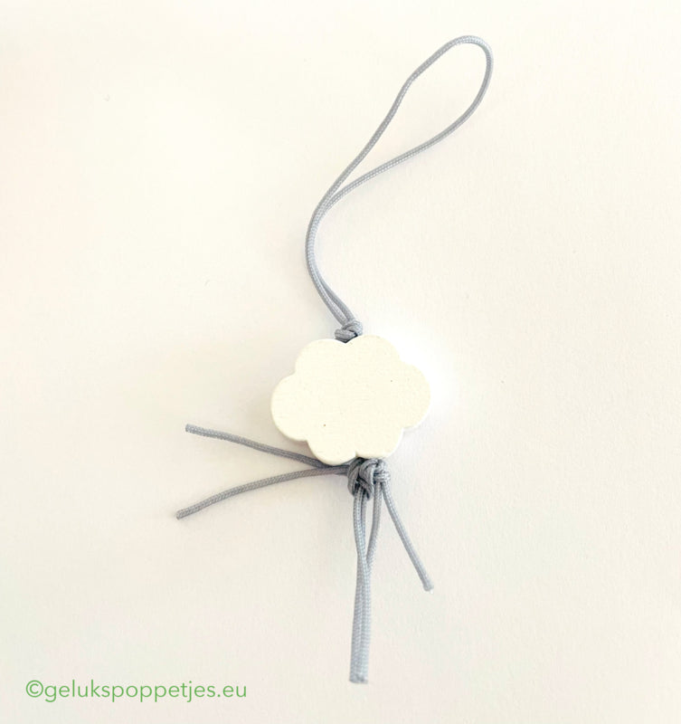 Lucky cloud doll with silver colored string