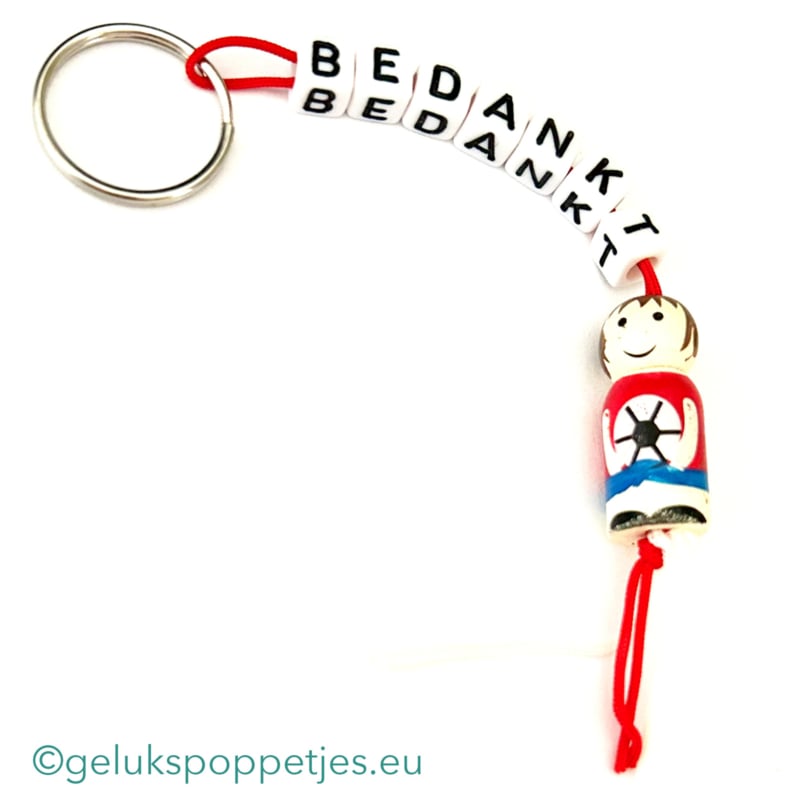 Thank you keychain with lucky football player figure