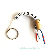 Keyring Houdoe with wooden lucky doll