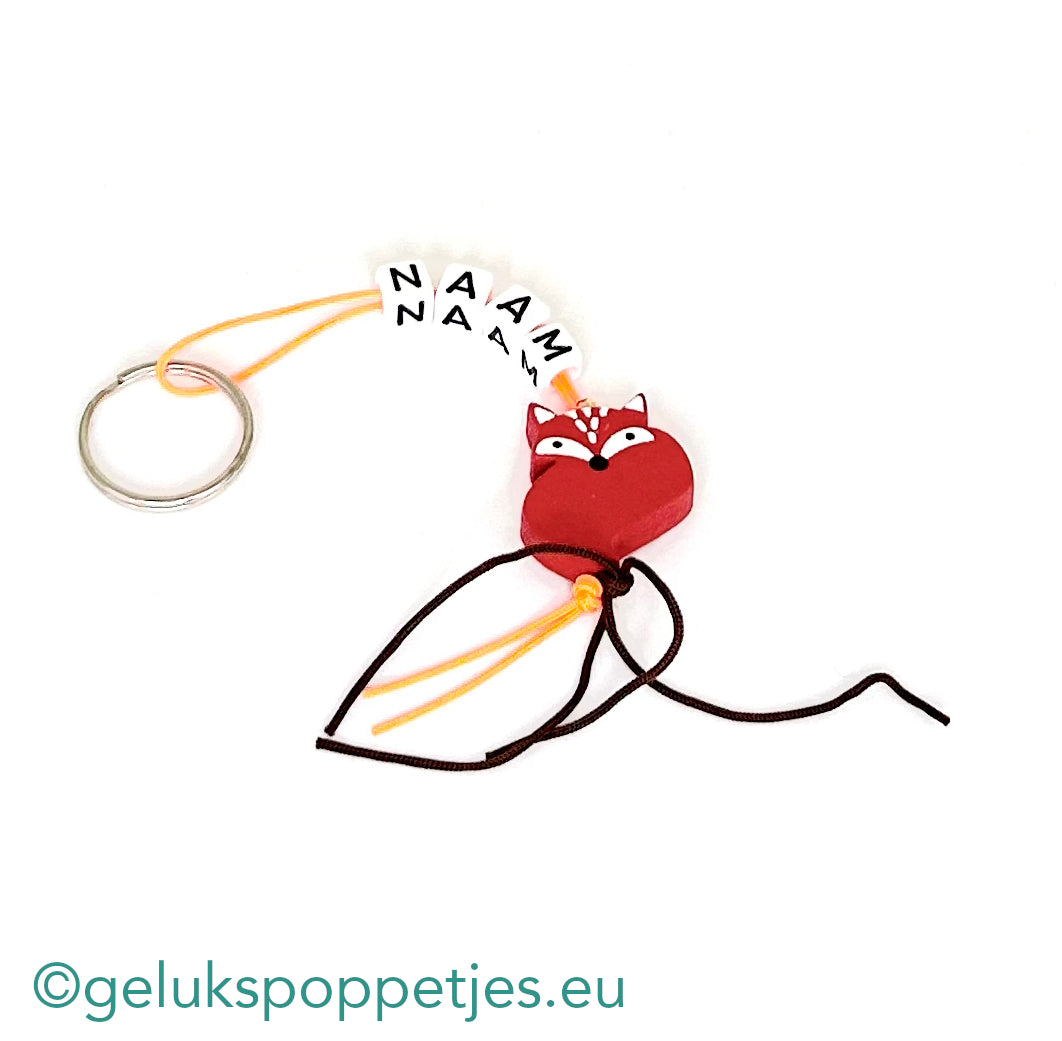 Name keychain with lucky fox doll