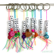 Keyring top teacher made of handmade lucky dolls