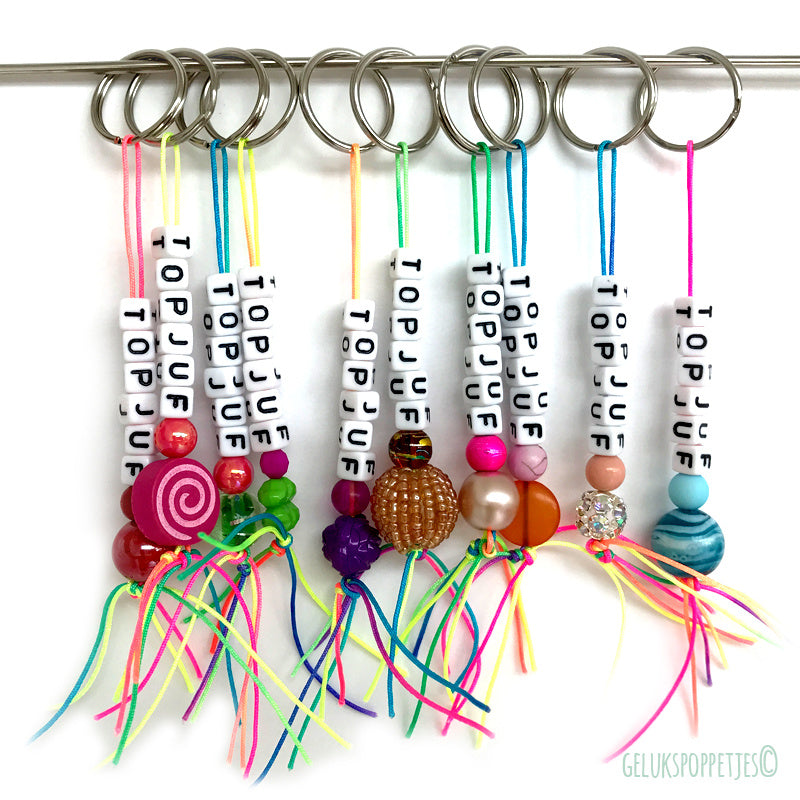 Keyring top teacher made of handmade lucky dolls