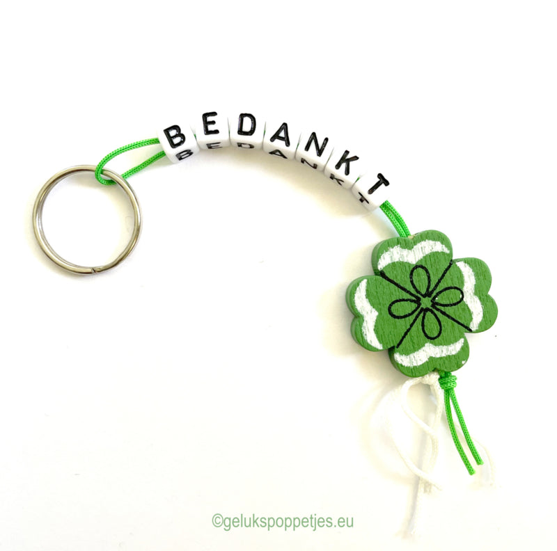 Thank you keychain with lucky clover doll