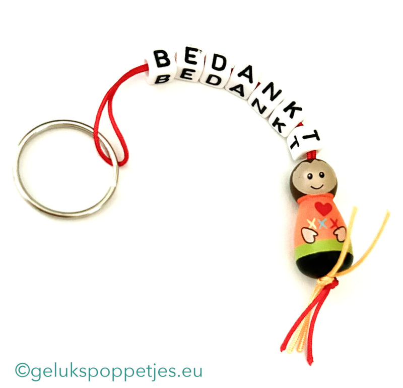 Thank you keychain with lucky charm and braid