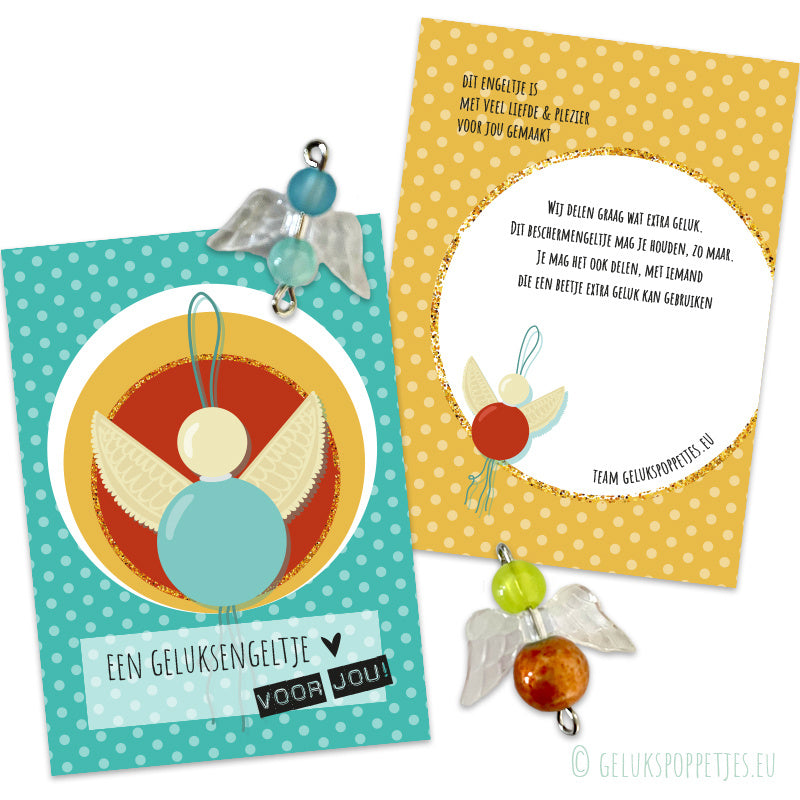 Handmade lucky angel with lucky card