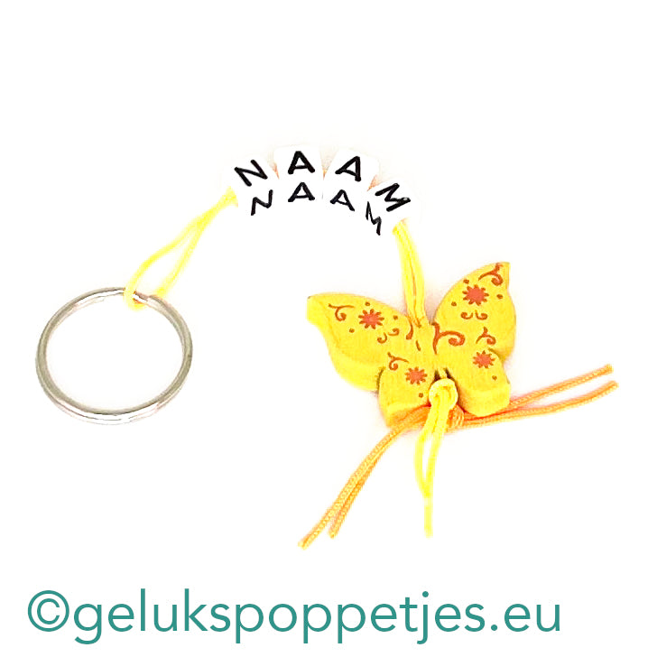 Name keychain with lucky charm summer butterfly