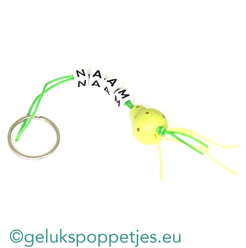 Name keychain with lucky fruit doll