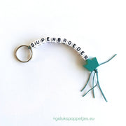 Keychain super brother with lucky charm crown