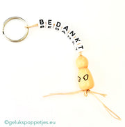 Thank you keychain with lucky charm natural with hands