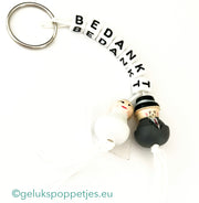Thank you keychain with lucky charm bridal couple