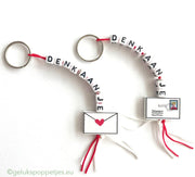 Keychain I'm thinking of you with lucky charm envelope