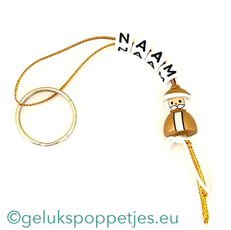 Name keychain with golden Santa Claus lucky charm