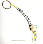 Thank you keychain with wooden lucky charm