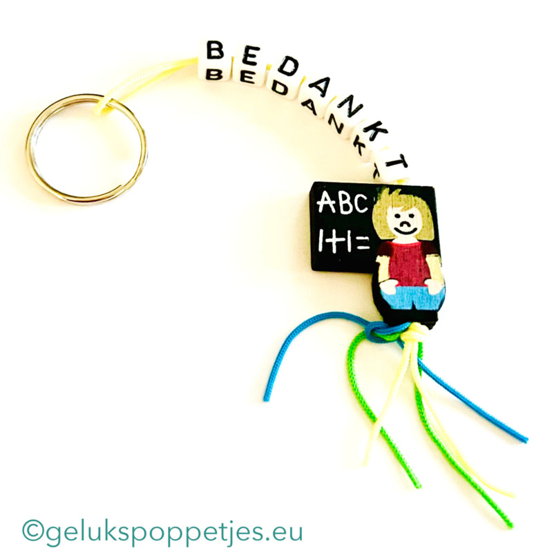 Thank you keychain with lucky teacher doll