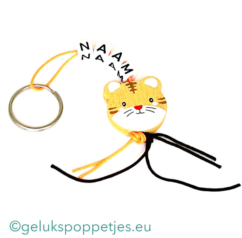 Name keychain with lucky tiger doll