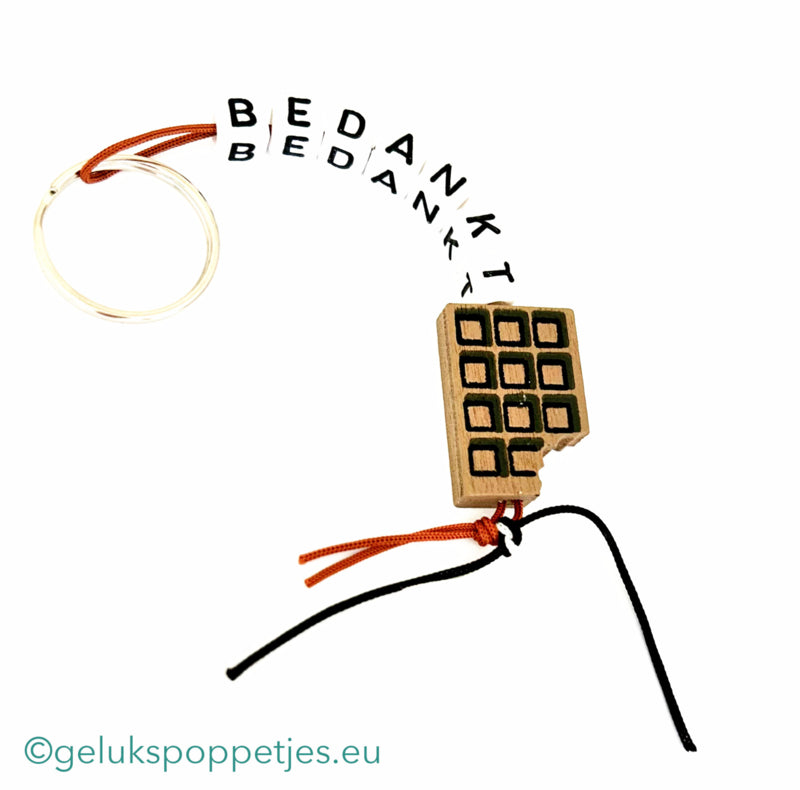 Thank you keychain with lucky chocolate doll