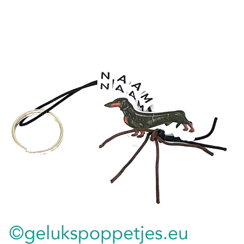 Name keychain with lucky dachshund doll