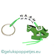 Name keychain with lucky rocking horse doll