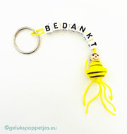 Thank you keychain with lucky bee doll