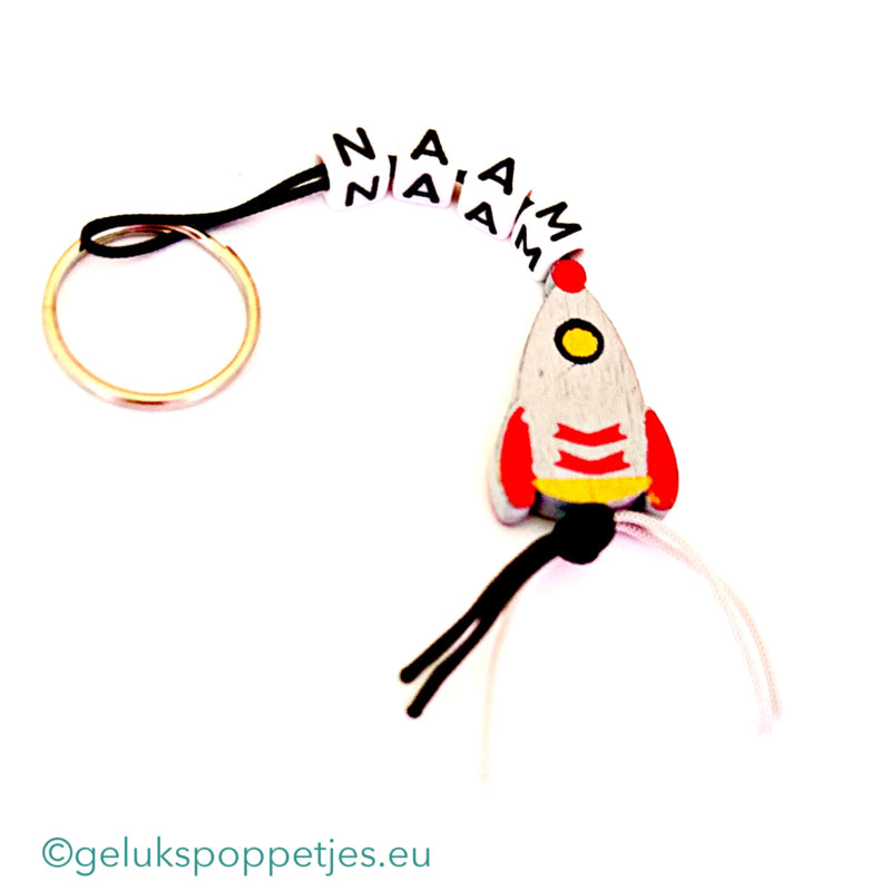 Name keychain with lucky doll rocket