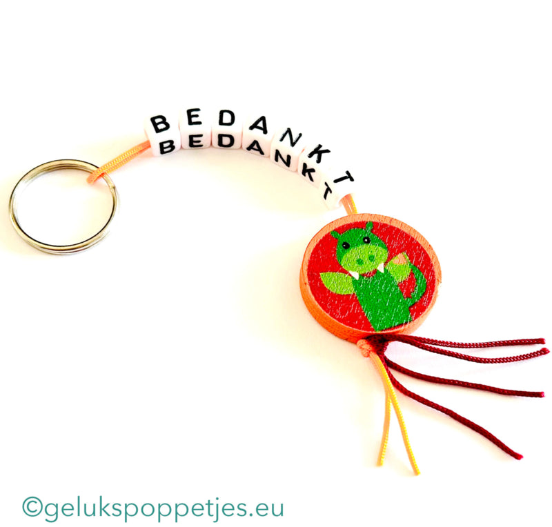 Thank you keychain with lucky dragon doll