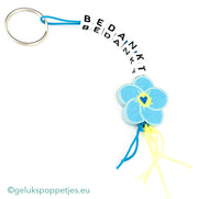 Thank you keychain with lucky charm forget-me-not