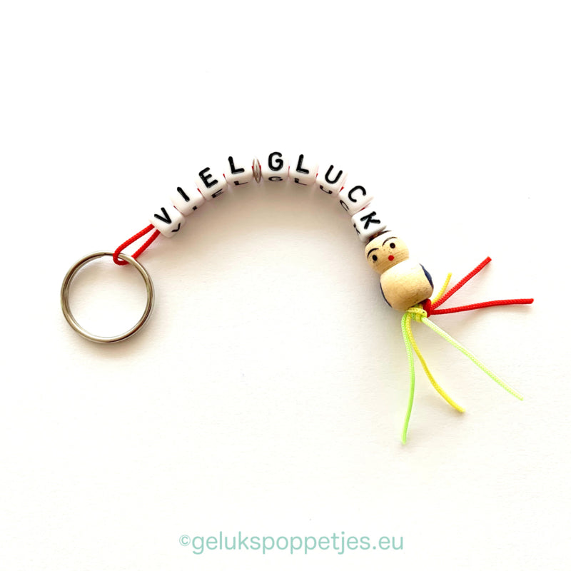Keyring Viel Gluck with wooden lucky doll