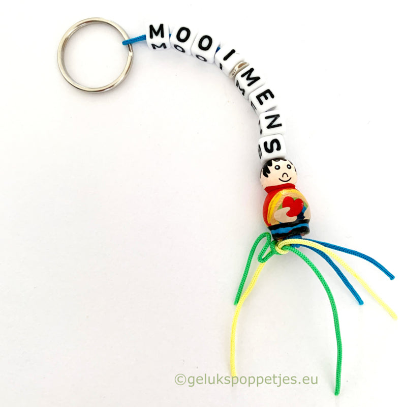Keychain Beautiful Person Lucky Doll with Rainbow Shirt