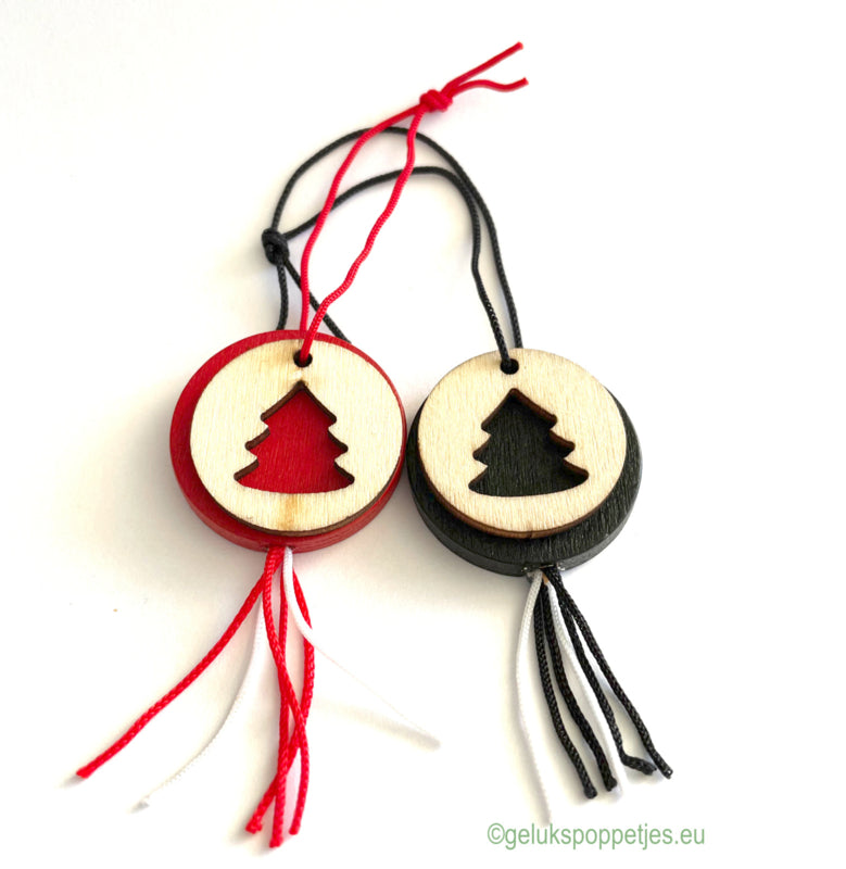 Lucky Christmas tree doll cut out in red and black