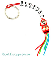 Thank you keychain with lucky firefighter doll