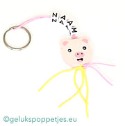 Name keychain with lucky piglet doll