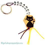 Thank you keychain with lucky cat doll