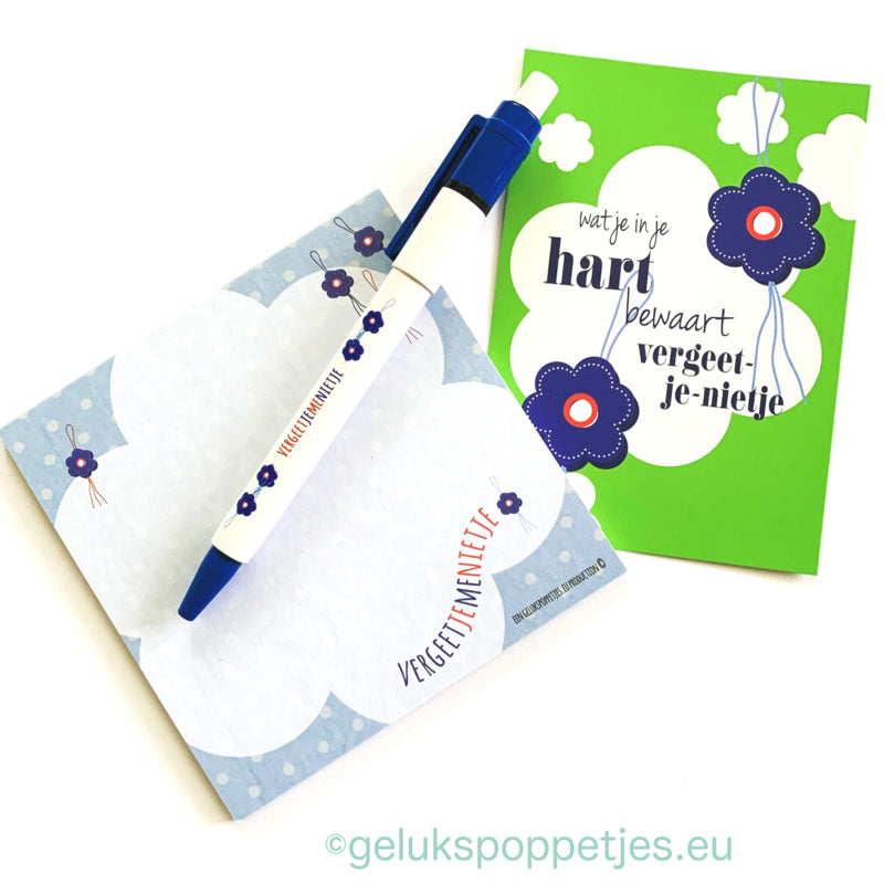 Keychain with thank you and lucky forget-me-not doll