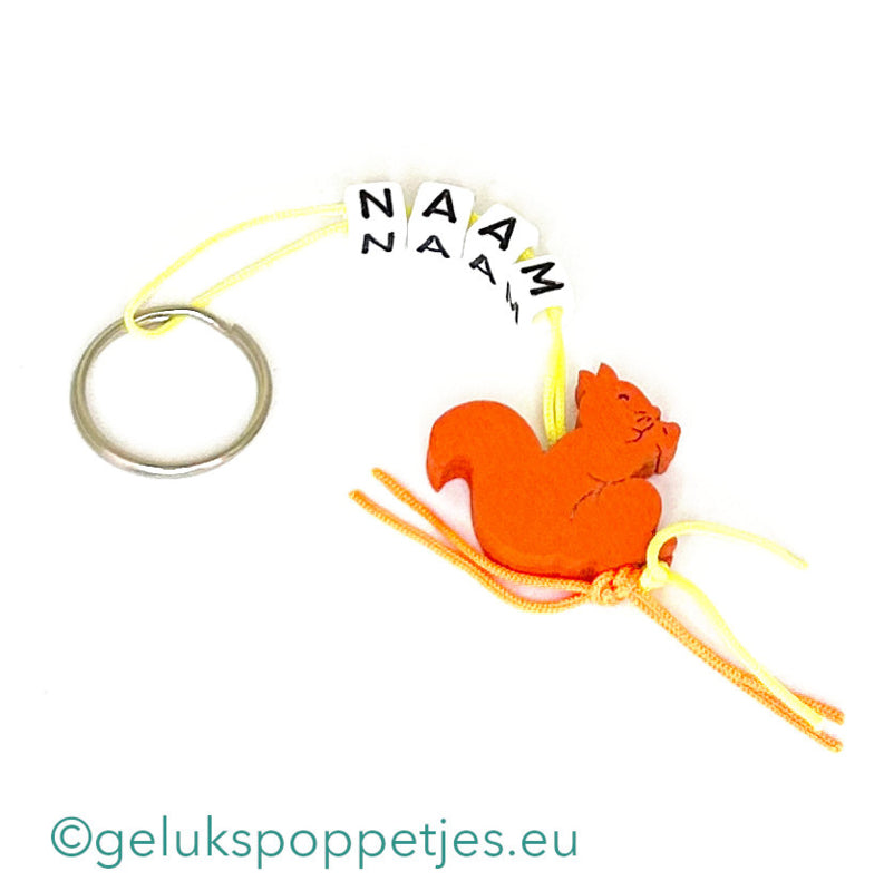 Name keychain with lucky squirrel doll